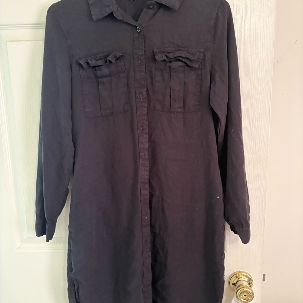 Velvet Heart Black Button-Up Shirt Dress